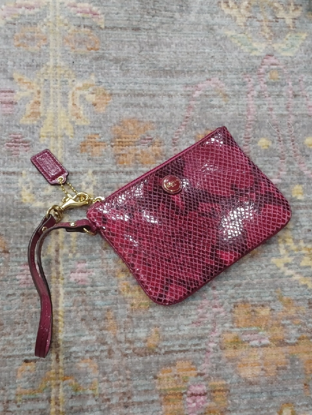 Coach Python Leather Wristlet